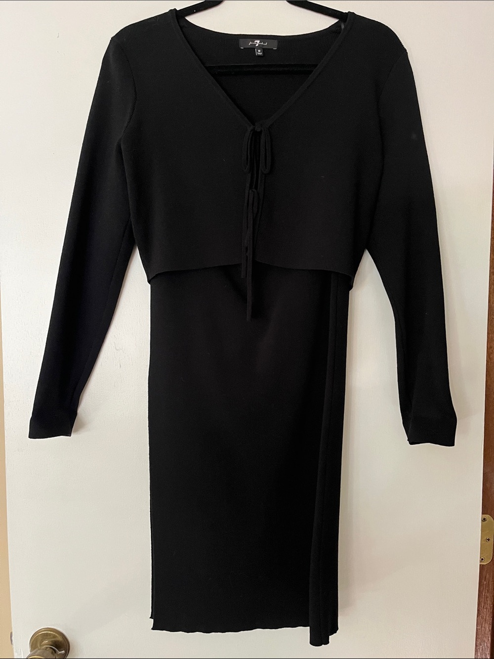 7 For All Mankind Black Long-Sleeve Maxi Skirt and Top with Tie Front-Never worn